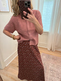 Heather Mauve Puff Short Sleeve Sweater
