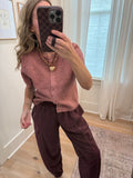 Maroon Drawstring Front Seam Pants