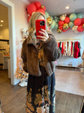 Zip Up Brown Fur Jacket