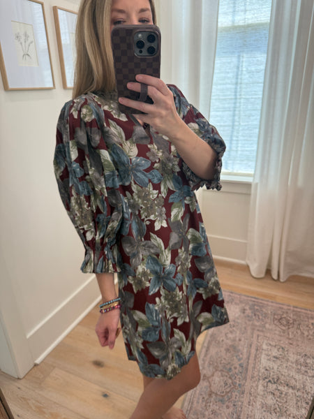 Botanical Wine Dress