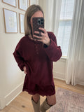 Wine Satin Lace Trimmed Skirt