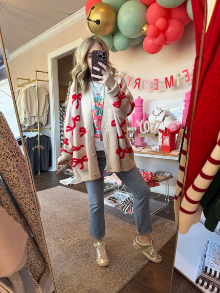 Red Bow Cardigan