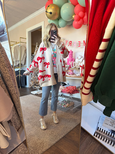 Red Bow Cardigan
