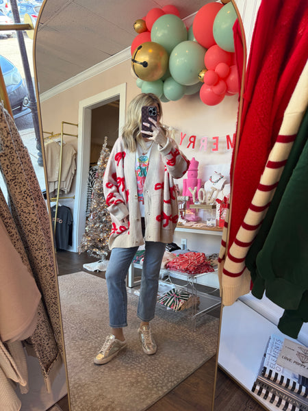Red Bow Cardigan
