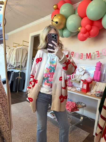 Red Bow Cardigan
