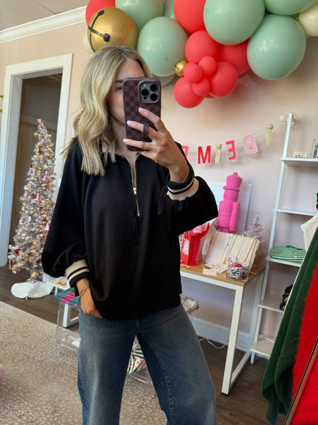 Black half zip pullover