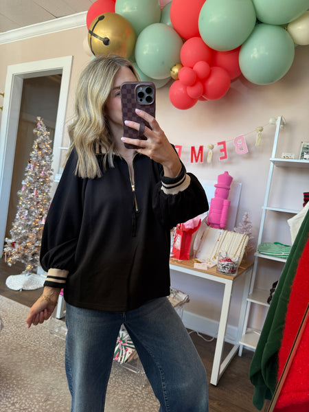 Black half zip pullover