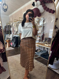Polkadot Midi Skirt - Brown