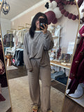 Brown striped fleece oversized top