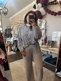 Brown striped fleece oversized top