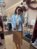 Polkadot Midi Skirt - Brown