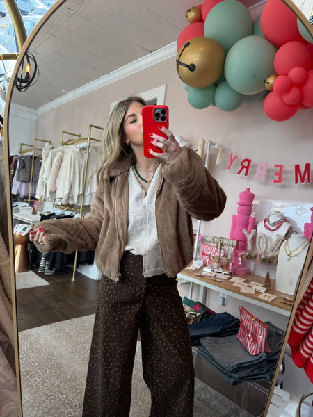 Zip Up Mocha Fur Jacket