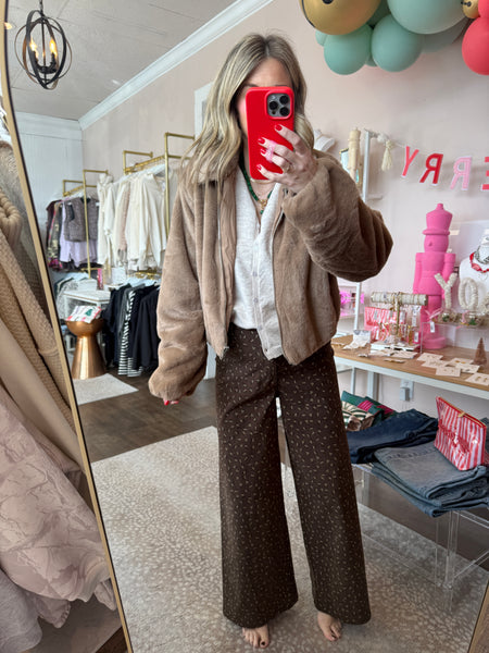 Zip Up Mocha Fur Jacket