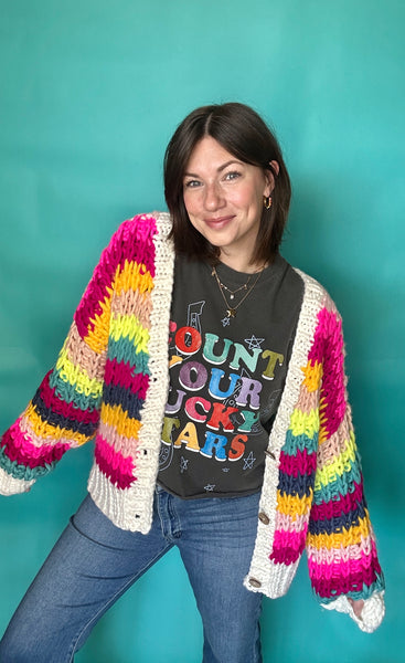 Multicolor Chunky Knit Cardigan