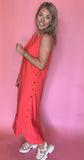 Textured Midi Dress - Coral