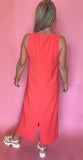 Textured Midi Dress - Coral