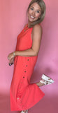 Textured Midi Dress - Coral