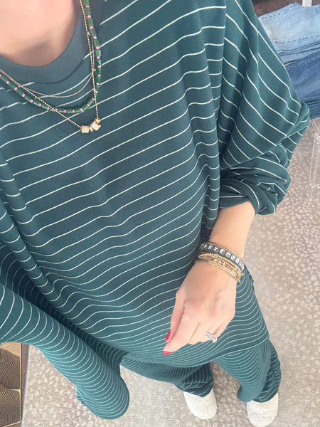 Fleece Stripe Top - Green