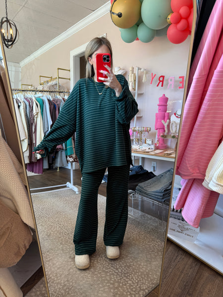 Fleece Stripe Top - Green