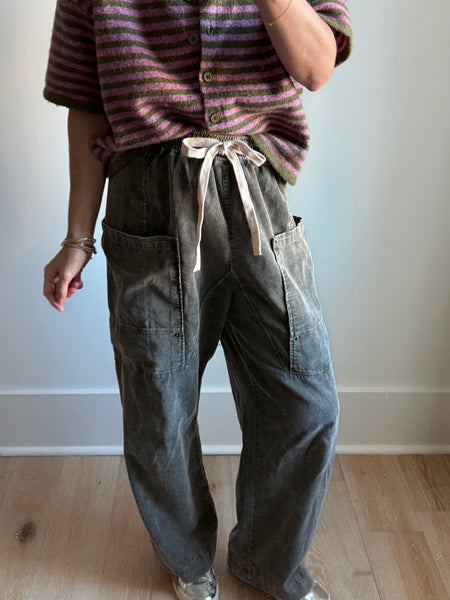 Olive Drawstring Wideleg Pants
