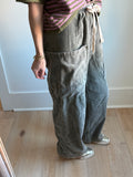 Olive Drawstring Wideleg Pants