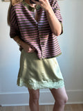 Moss Orchid Stripe Short Sleeve Sweater