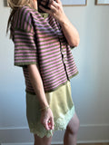 Moss Orchid Stripe Short Sleeve Sweater