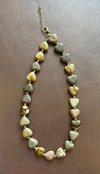 Neutral Marble Puffy Heart Necklace *FLASH SALE*