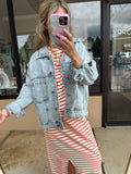Back Pleated Jacket - Light Wash