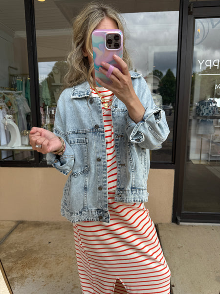 Back Pleated Jacket - Light Wash