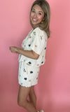Floral Embroidery Linen Shorts