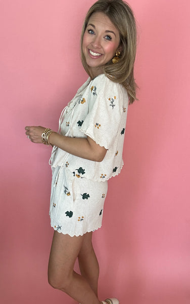 Floral Tie Front Top