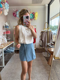 Wrap Denim Light Wash Skort