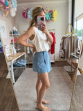 Wrap Denim Light Wash Skort