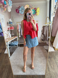 Wrap Denim Light Wash Skort