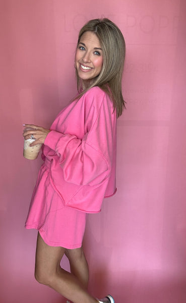 Pink Long Sleeve Oversized Pullover