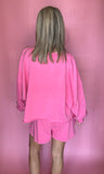 Pink Long Sleeve Oversized Pullover