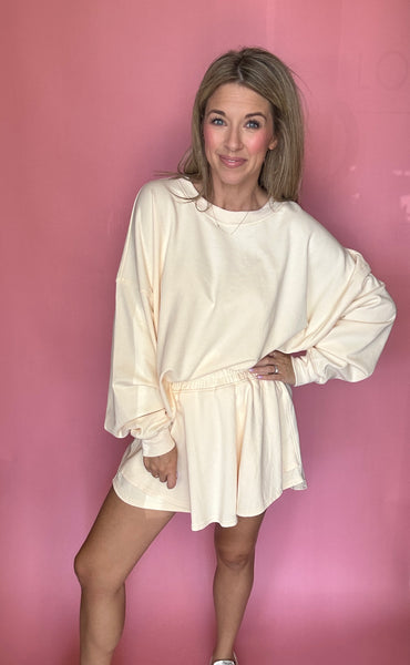 Ivory Long Sleeve Oversized Pullover