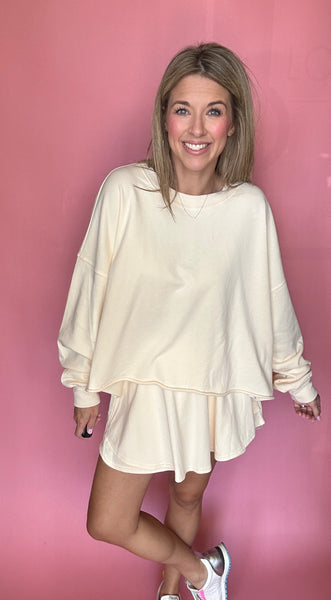 Ivory Long Sleeve Oversized Pullover