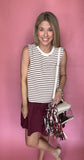 Maroon Stripe Knit Mini Dress