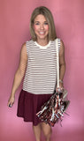 Maroon Stripe Knit Mini Dress