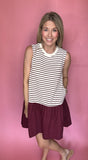 Maroon Stripe Knit Mini Dress
