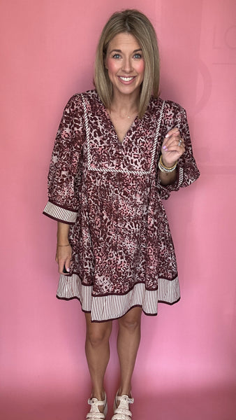 Seeing Spots Maroon Leopard Dress