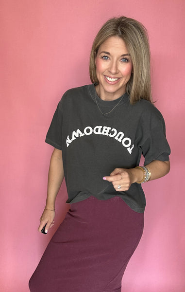 Upside Down Touchdown Puff Cropped Tee