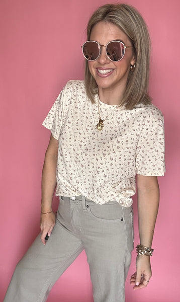 Cream Floral Tee