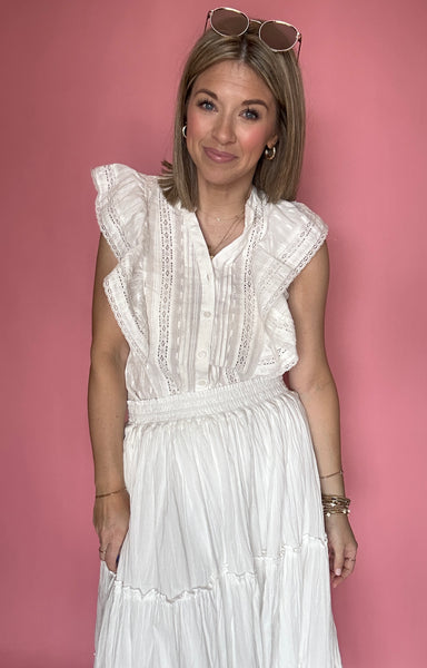 Lace Detail Button Up Blouse
