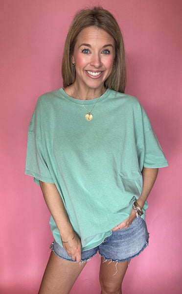 Emerald Mineral Wash Oversized Tee