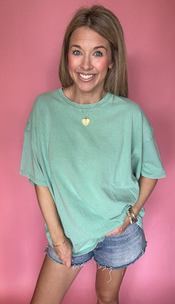 Emerald Mineral Wash Oversized Tee