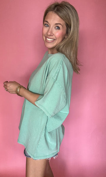 Emerald Mineral Wash Oversized Tee