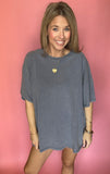 Dusty Navy Mineral Wash Oversized Tee